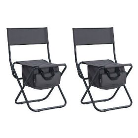 2-piece Folding Outdoor Chair with Storage Bag, Portable for indoor, Camping,