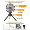 10400mah Portable Camping Fan with LED Light Rechargeable Tripod Tent Hanging Fan Lantern Portable Foldable Oscillating Table Fan with 3 Brightness 4