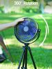 Standing Fan;  10000mAh Portable Rechargeable 8'' Battery Powered Pedestal Fan with Tent Hook 37Hours Working Time Adjustable Tripod 4 Speeds Fan for