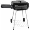 22" Square Charcoal Grill with Foldable Side Shelf, Black