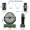 20000mAh Rechargeable Oscillating Camping Fan with Flashlight Hanging Hook Remote Control Portable Fan for Tent Emergency Power Bank Desk Fan with Tim