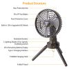 10400mah Portable Camping Fan with LED Light Rechargeable Tripod Tent Hanging Fan Lantern Portable Foldable Oscillating Table Fan with 3 Brightness 4