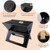 YSSOA 20' Portable Grill Charcoal Barbecue Grill, Folding Grill Notebook Shape, Detachable Collapsible, Mini Tabletop Camping Grill BBQ, Black