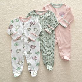 Baby Cotton-Wrapped Foot One-Piece Romper,Long-Sleeved Romper, Foot-Wrapped Climbing Suit (Option: as shown-A-0or3M)