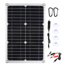 25W-180W 18V/12V Portable Solar Panel Waterproof USB Port Solar Power 5V Solar Battery Charger Outdoor Camping Phone Power Bank (Ships From: China, Color: Only Solar panel)