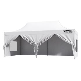 VEVOR 10x10 FT Pop up Canopy with Removable Sidewalls, Instant Canopies Portable Gazebo & Wheeled Bag, UV Resistant Waterproof, Enclosed Canopy Tent f (Color: White, size: 10 x 20 ft)